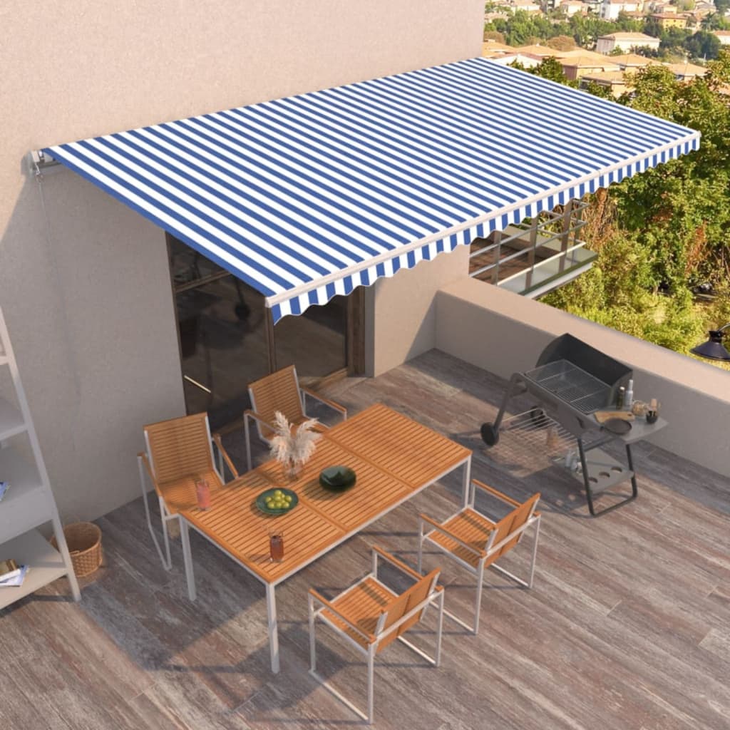 Berkfield Manual Retractable Awning 600x350 cm Blue and White