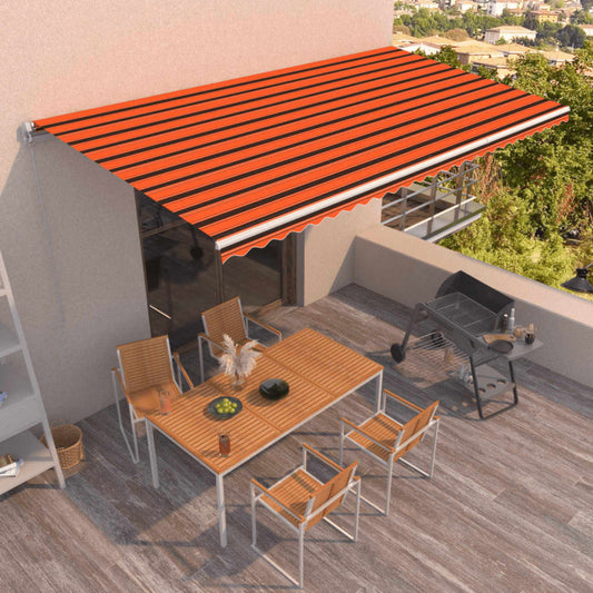Berkfield Manual Retractable Awning 600x350 cm Orange and Brown