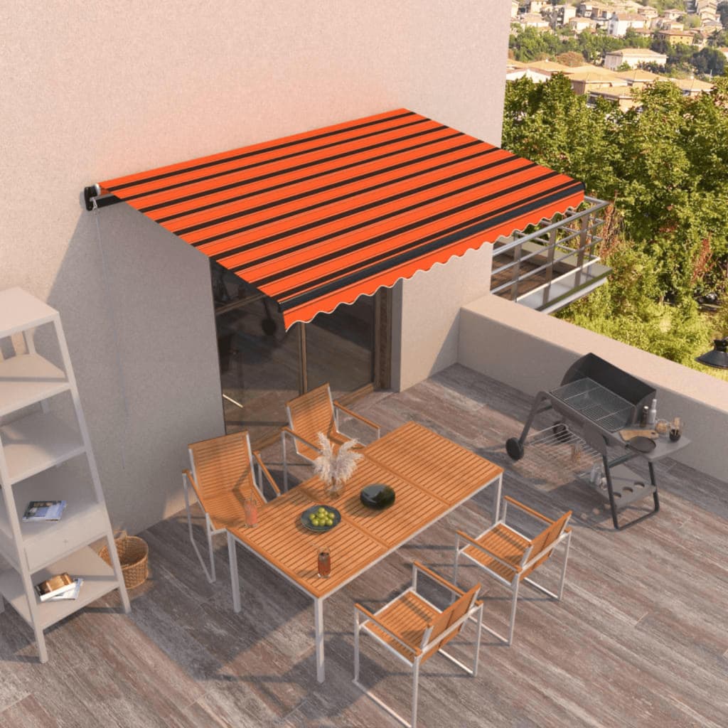 Berkfield Manual Retractable Awning 450x350 cm Orange and Brown