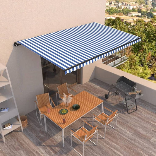 Berkfield Manual Retractable Awning 500x350 cm Blue and White
