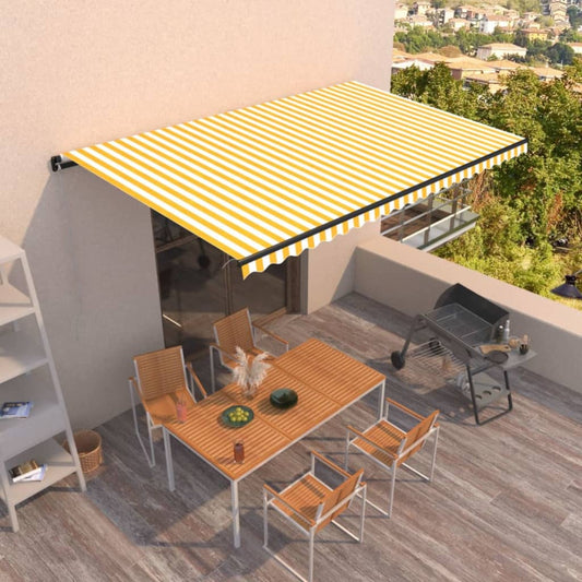 Berkfield Manual Retractable Awning 500x350 cm Yellow and White