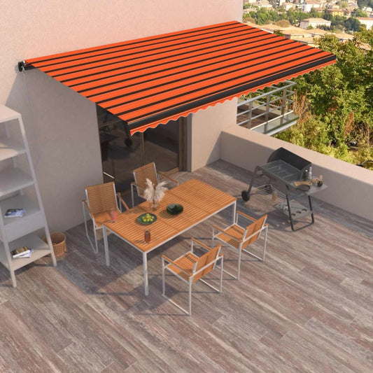 Berkfield Manual Retractable Awning 600x350 cm Orange and Brown