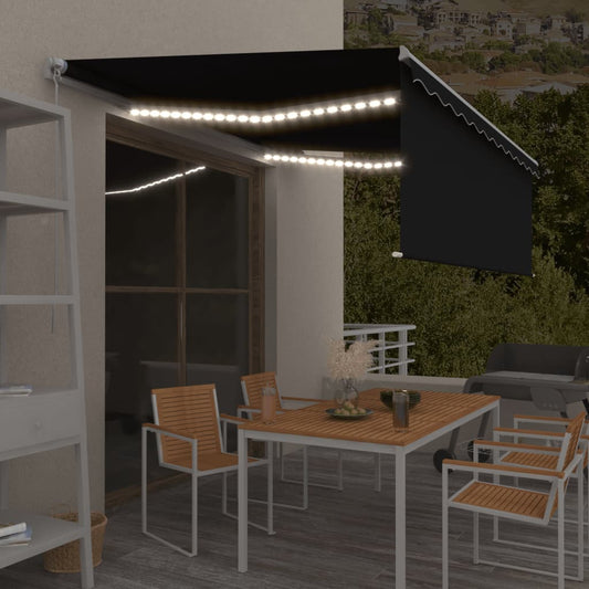 Berkfield Manual Retractable Awning with Blind&LED 4.5x3m Anthracite