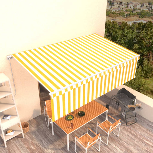 Berkfield Manual Retractable Awning with Blind 5x3m Yellow&White
