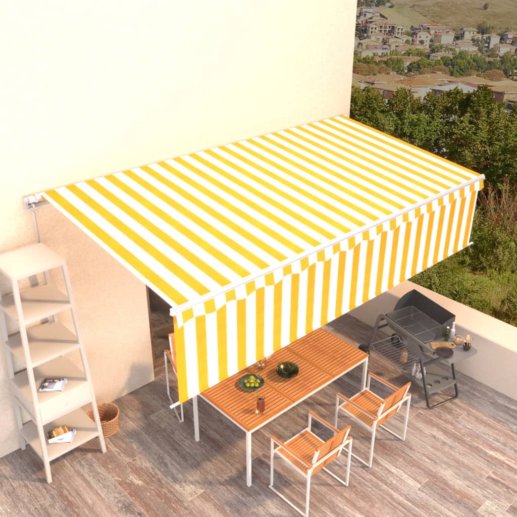 Berkfield Manual Retractable Awning with Blind 6x3m Yellow&White