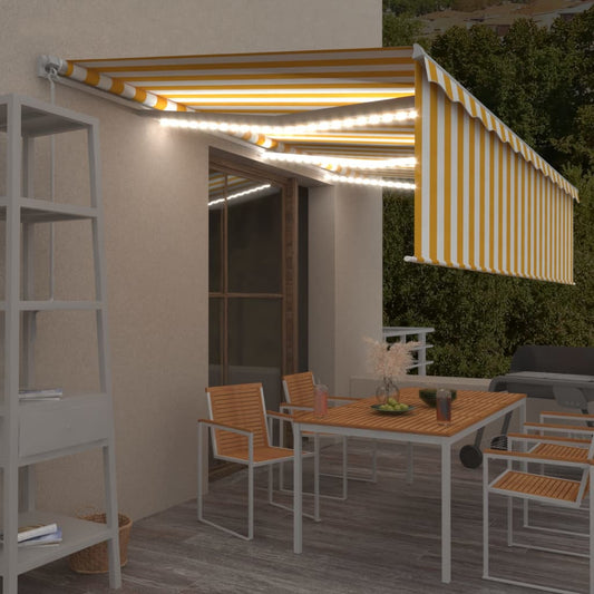 Berkfield Manual Retractable Awning with Blind&LED 6x3m Yellow&White