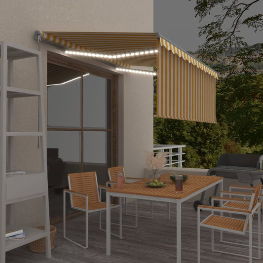 Berkfield Manual Retractable Awning with Blind&LED 3x2.5m Yellow&White