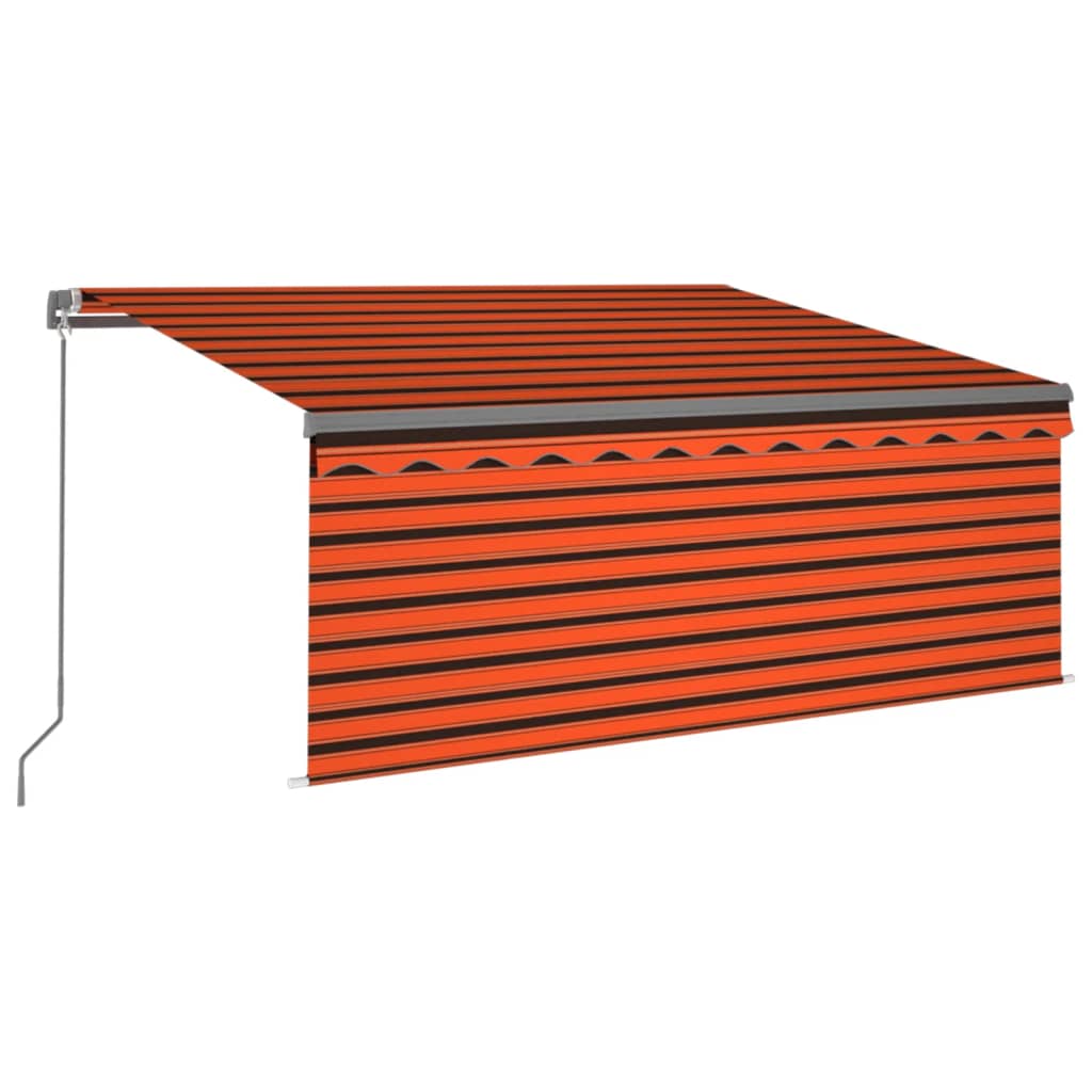 Berkfield Manual Retractable Awning with Blind&LED 3x2.5m Orange&Brown