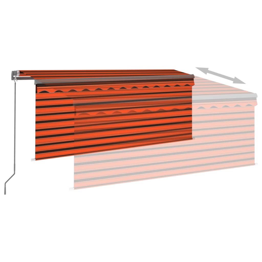 Berkfield Manual Retractable Awning with Blind&LED 3x2.5m Orange&Brown