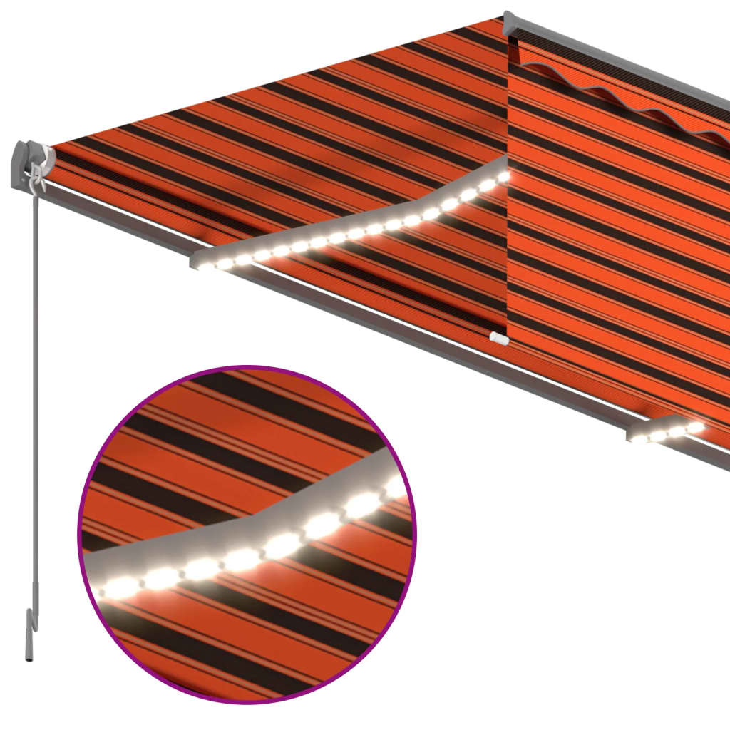 Berkfield Manual Retractable Awning with Blind&LED 3x2.5m Orange&Brown