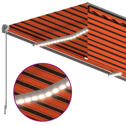 Berkfield Manual Retractable Awning with Blind&LED 3x2.5m Orange&Brown