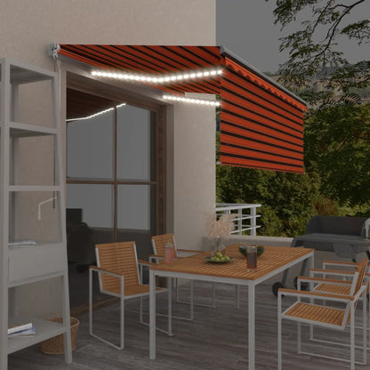 Berkfield Manual Retractable Awning with Blind&LED 3x2.5m Orange&Brown