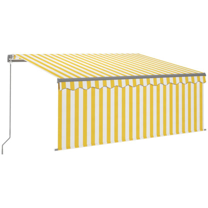 Berkfield Manual Retractable Awning with Blind 3.5x2.5m Yellow&White