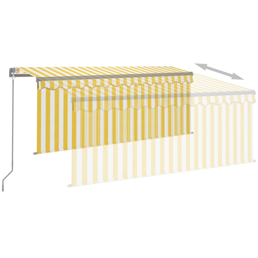 Berkfield Manual Retractable Awning with Blind 3.5x2.5m Yellow&White