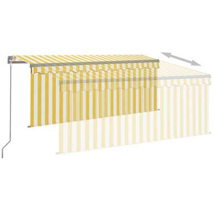 Berkfield Manual Retractable Awning with Blind 3.5x2.5m Yellow&White