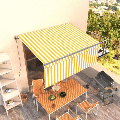 Berkfield Manual Retractable Awning with Blind 3.5x2.5m Yellow&White