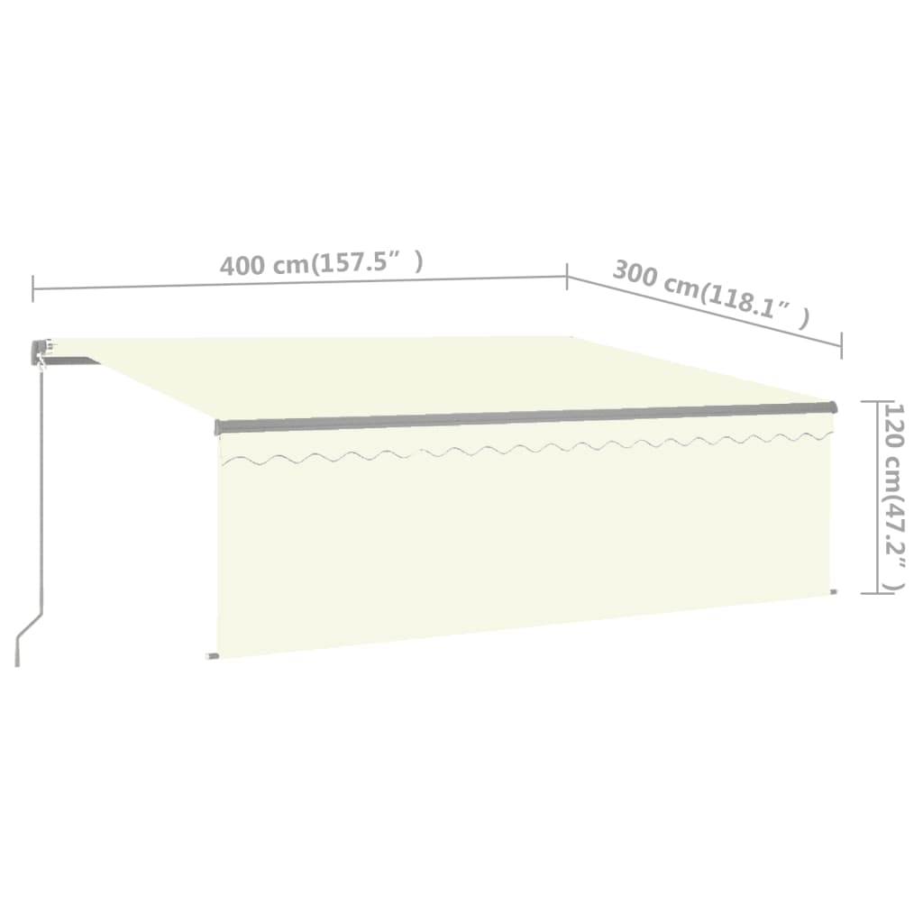 Berkfield Manual Retractable Awning with Blind 4x3m Cream