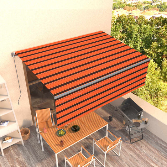 Berkfield Manual Retractable Awning with Blind 4x3m Orange&Brown
