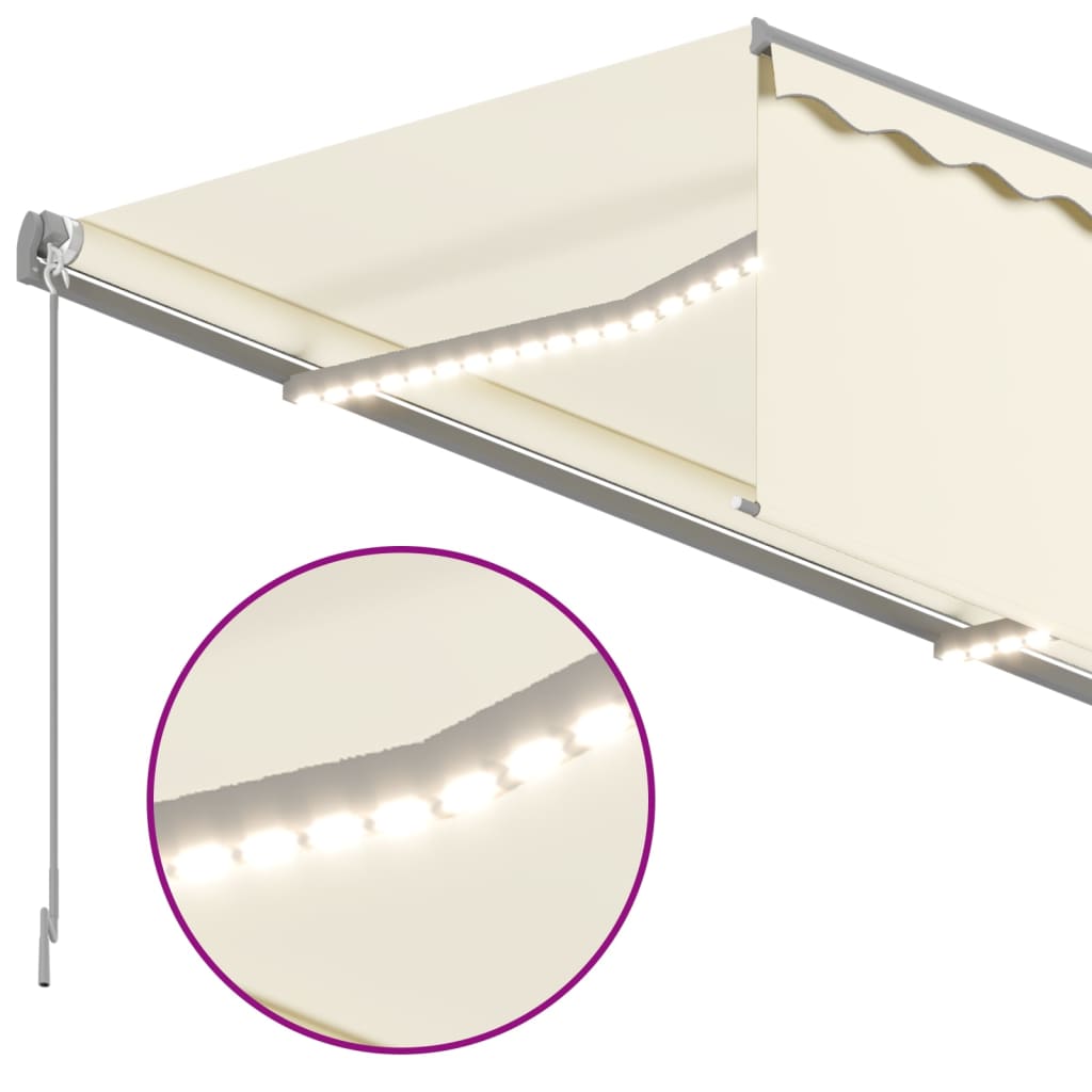 Berkfield Manual Retractable Awning with Blind&LED 4x3m Cream