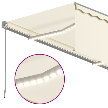 Berkfield Manual Retractable Awning with Blind&LED 4x3m Cream