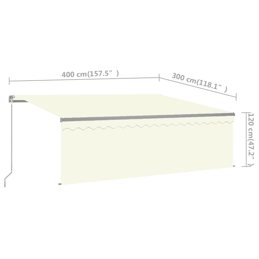 Berkfield Manual Retractable Awning with Blind&LED 4x3m Cream