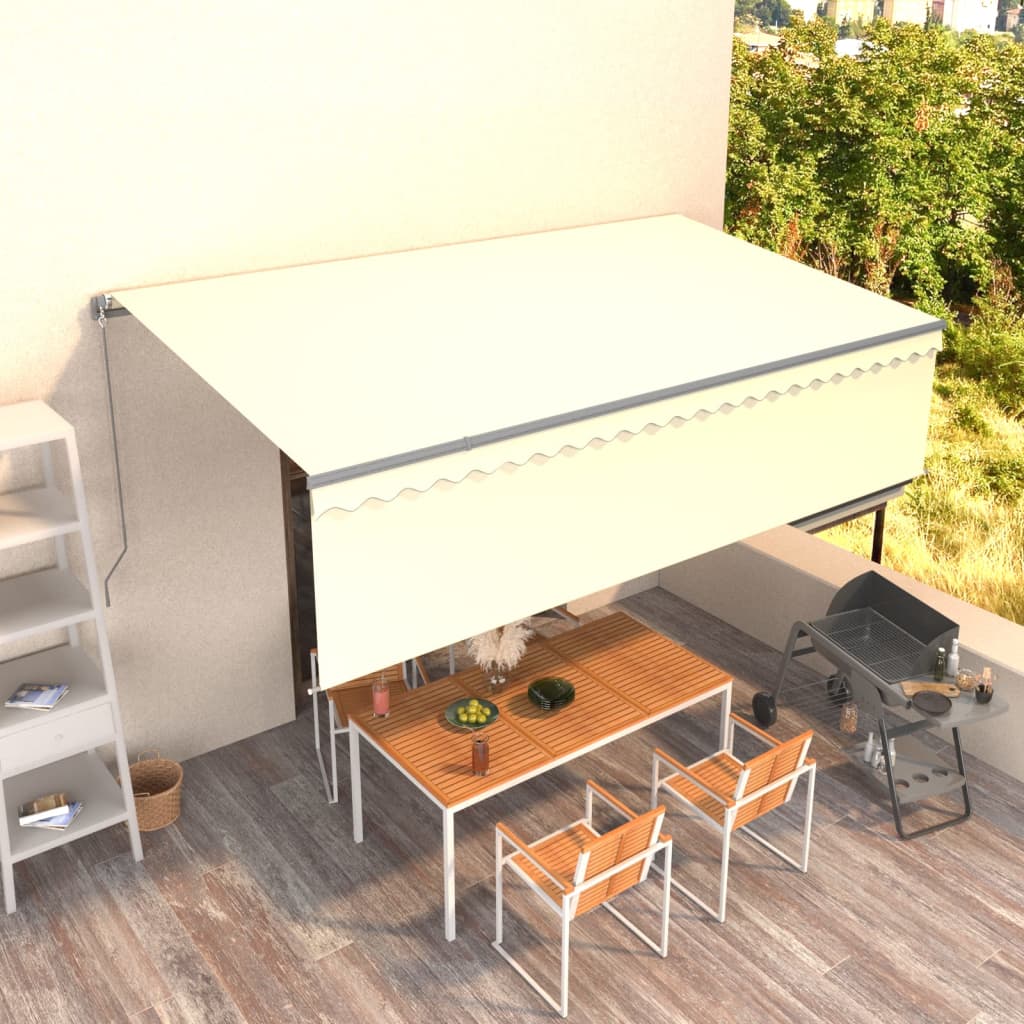 Berkfield Manual Retractable Awning with Blind 5x3m Cream