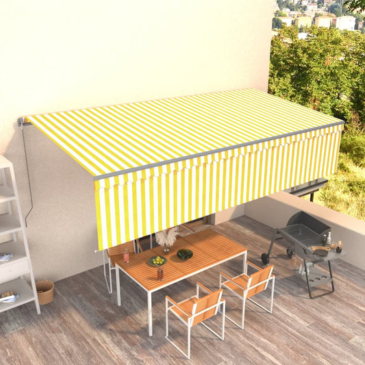 Berkfield Manual Retractable Awning with Blind 6x3m Yellow&White