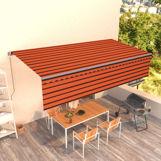Berkfield Manual Retractable Awning with Blind 6x3m Orange&Brown