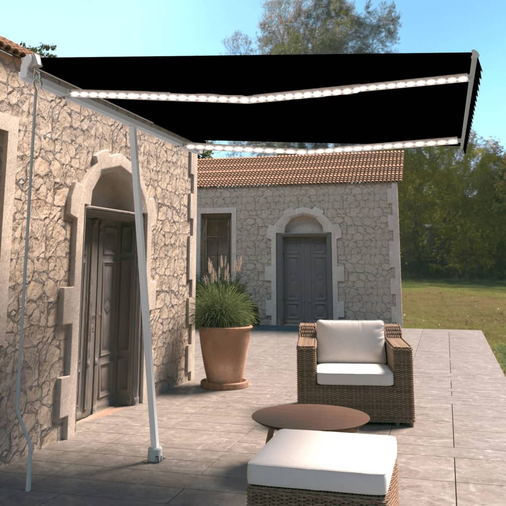 Berkfield Manual Retractable Awning with LED 300x250 cm Anthracite