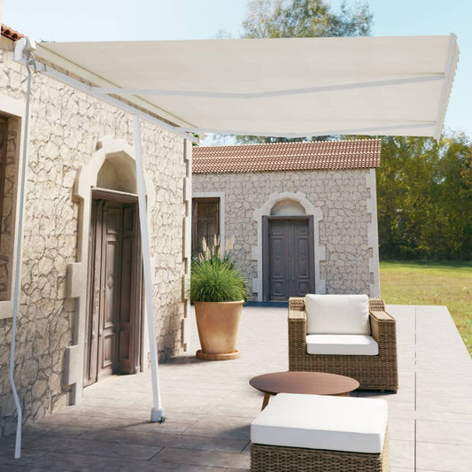 Berkfield Freestanding Manual Retractable Awning 350x250 cm Cream