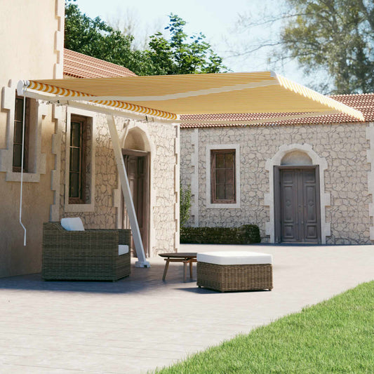 Berkfield Freestanding Manual Retractable Awning 400x300 cm Yellow/White
