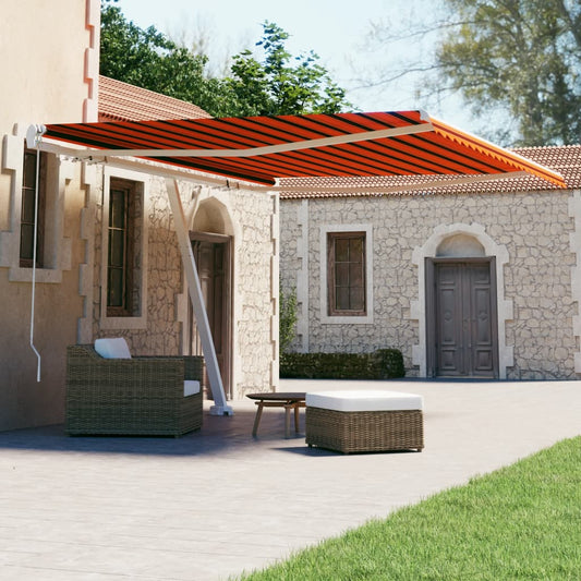 Berkfield Freestanding Manual Retractable Awning 400x300 cm Orange/Brown