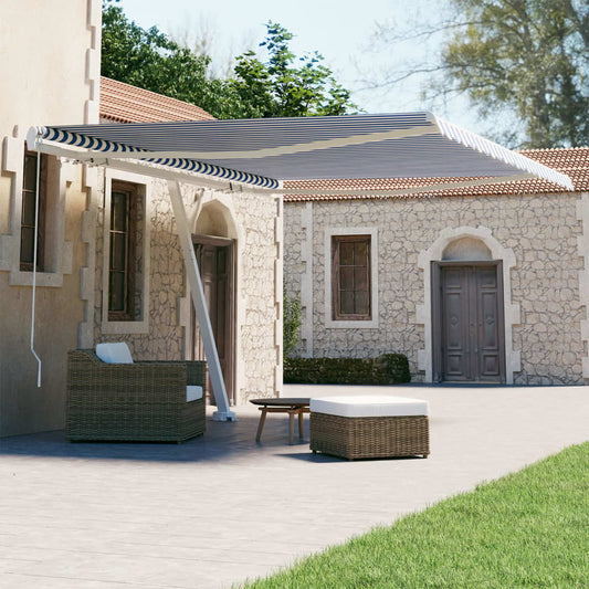 Berkfield Freestanding Manual Retractable Awning 450x300 cm Blue/White