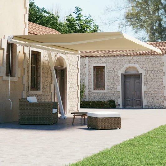 Berkfield Freestanding Manual Retractable Awning 450x300 cm Cream
