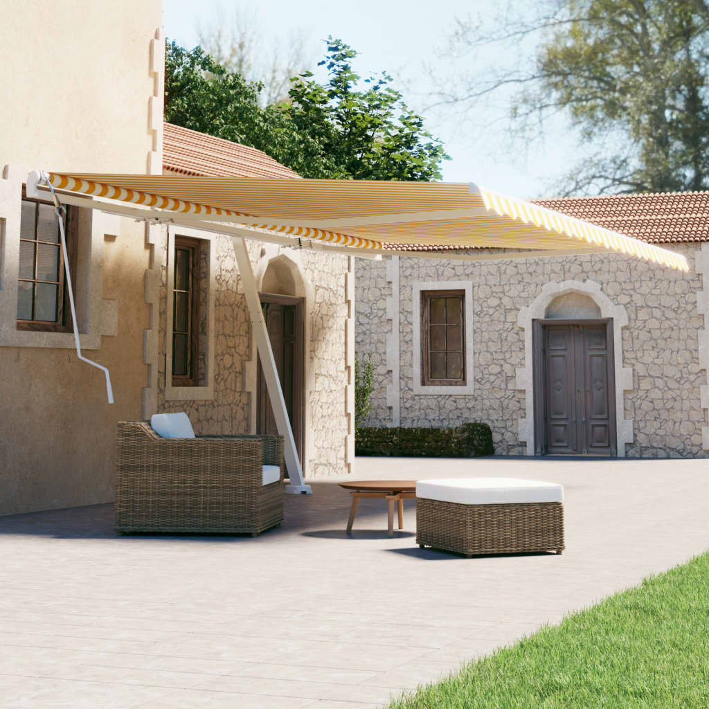 Berkfield Freestanding Manual Retractable Awning 500x300 cm Yellow/White