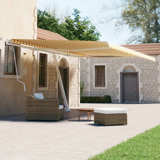 Berkfield Freestanding Manual Retractable Awning 500x300 cm Yellow/White