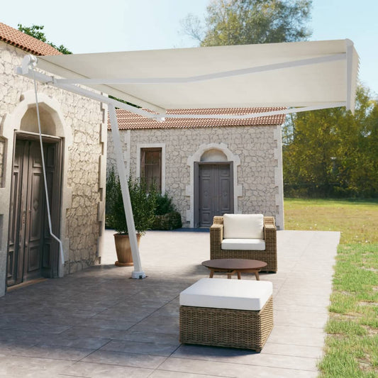 Berkfield Freestanding Manual Retractable Awning 450x350 cm Cream