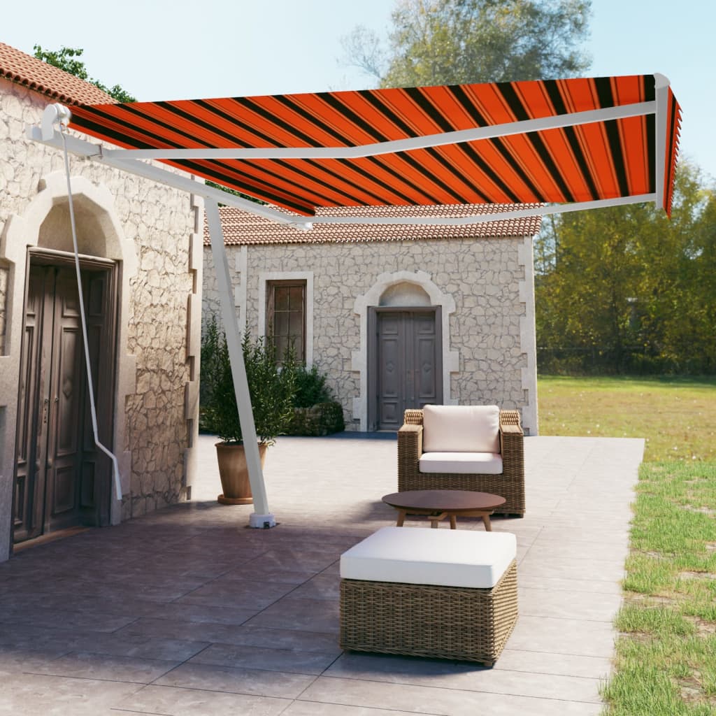 Berkfield Freestanding Manual Retractable Awning 450x350 cm Orange/Brown