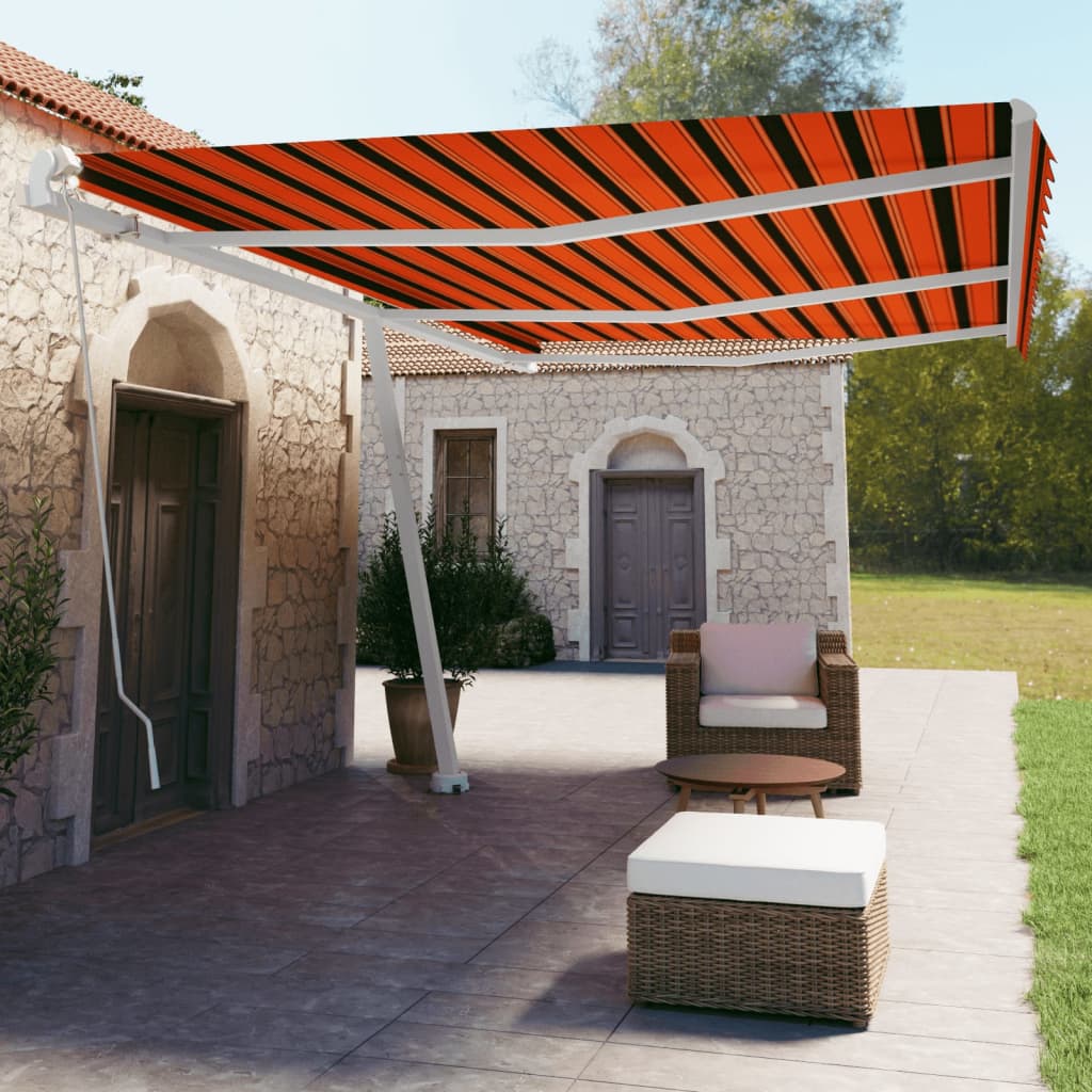 Berkfield Freestanding Manual Retractable Awning 600x350 cm Orange/Brown