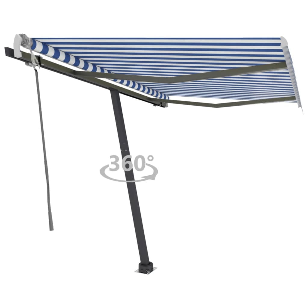 Berkfield Freestanding Manual Retractable Awning 300x250 cm Blue/White
