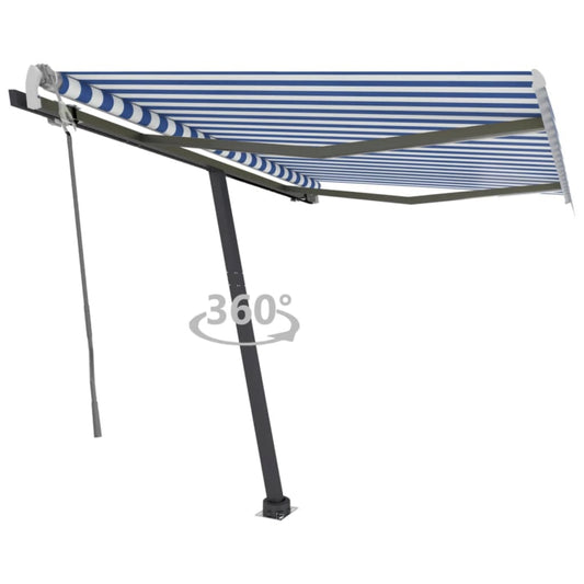 Berkfield Freestanding Manual Retractable Awning 300x250 cm Blue/White