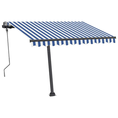 Berkfield Freestanding Manual Retractable Awning 300x250 cm Blue/White