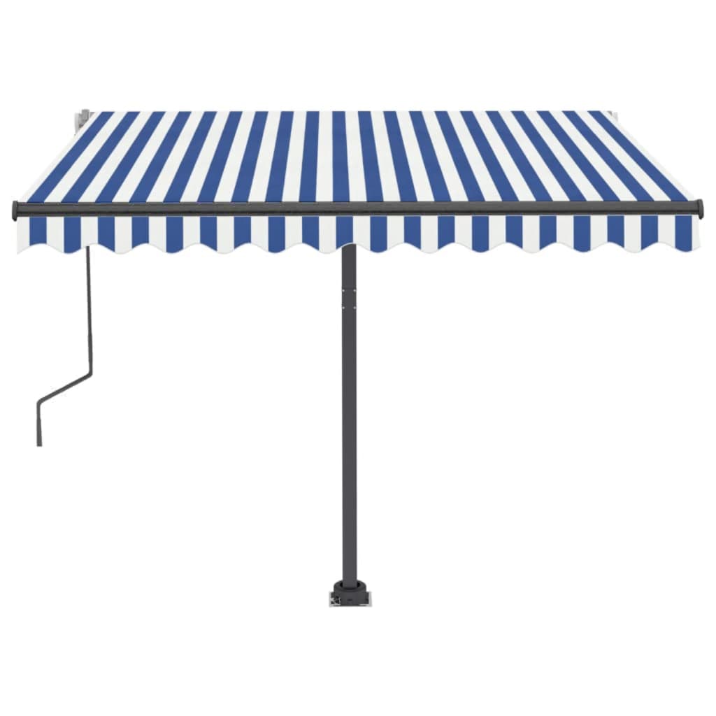 Berkfield Freestanding Manual Retractable Awning 300x250 cm Blue/White