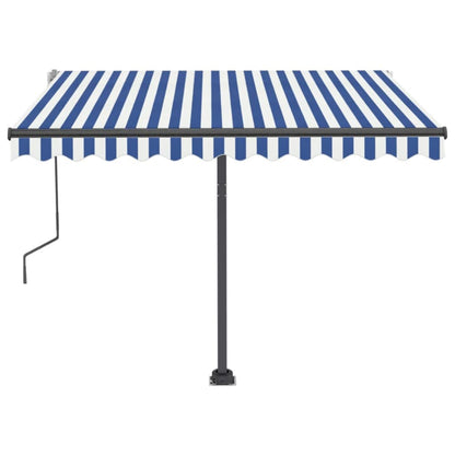 Berkfield Freestanding Manual Retractable Awning 300x250 cm Blue/White