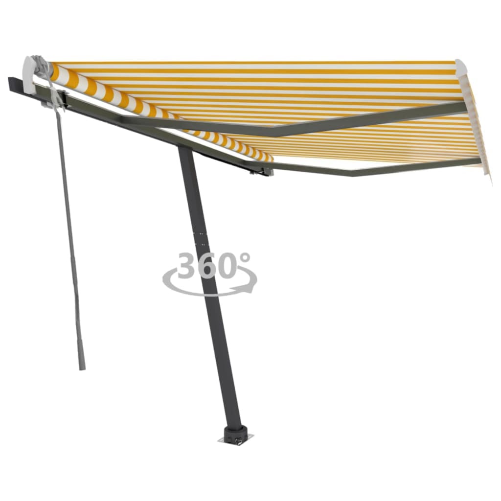 Berkfield Freestanding Manual Retractable Awning 350x250 cm Yellow/White