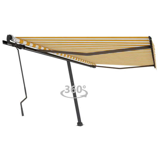 Berkfield Freestanding Manual Retractable Awning 400x300 cm Yellow/White