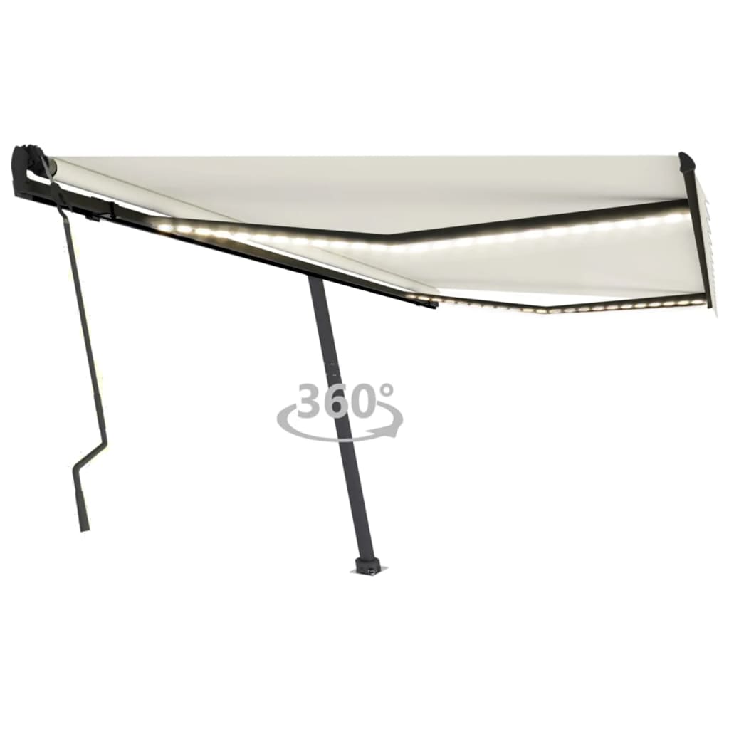 Berkfield Manual Retractable Awning with LED 400x300 cm Cream