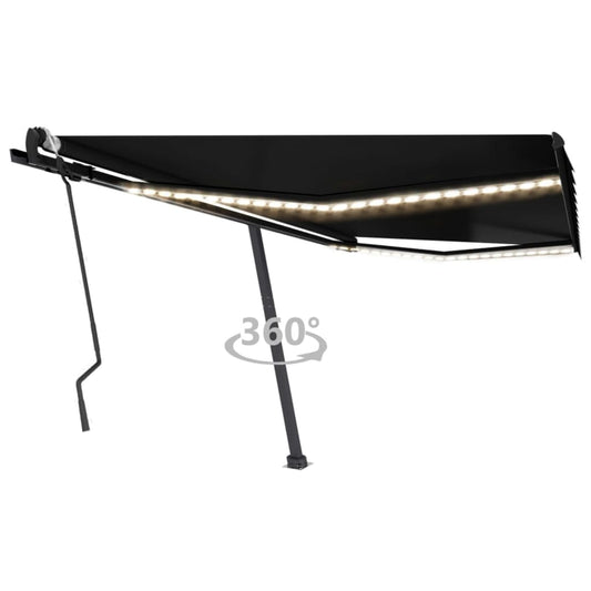 Berkfield Manual Retractable Awning with LED 400x300 cm Anthracite