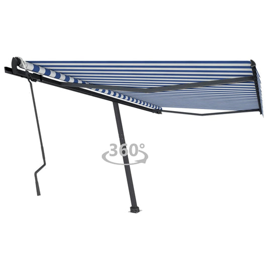 Berkfield Freestanding Manual Retractable Awning 450x300 cm Blue/White