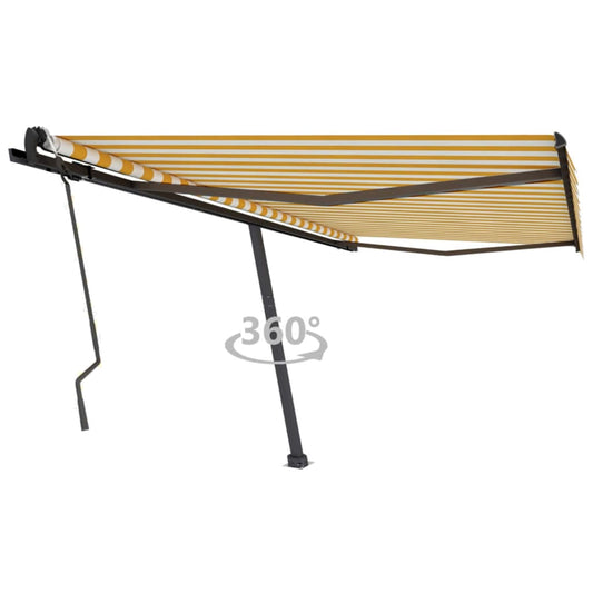 Berkfield Freestanding Manual Retractable Awning 450x300 cm Yellow/White